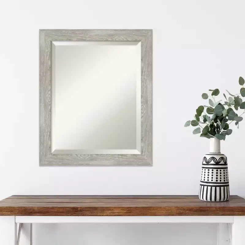 Miroir mural étroit encadré Dove 20" x 24" Gris délavé - Biseauté, Cadre en polystyrène, Aucun assemblage requis