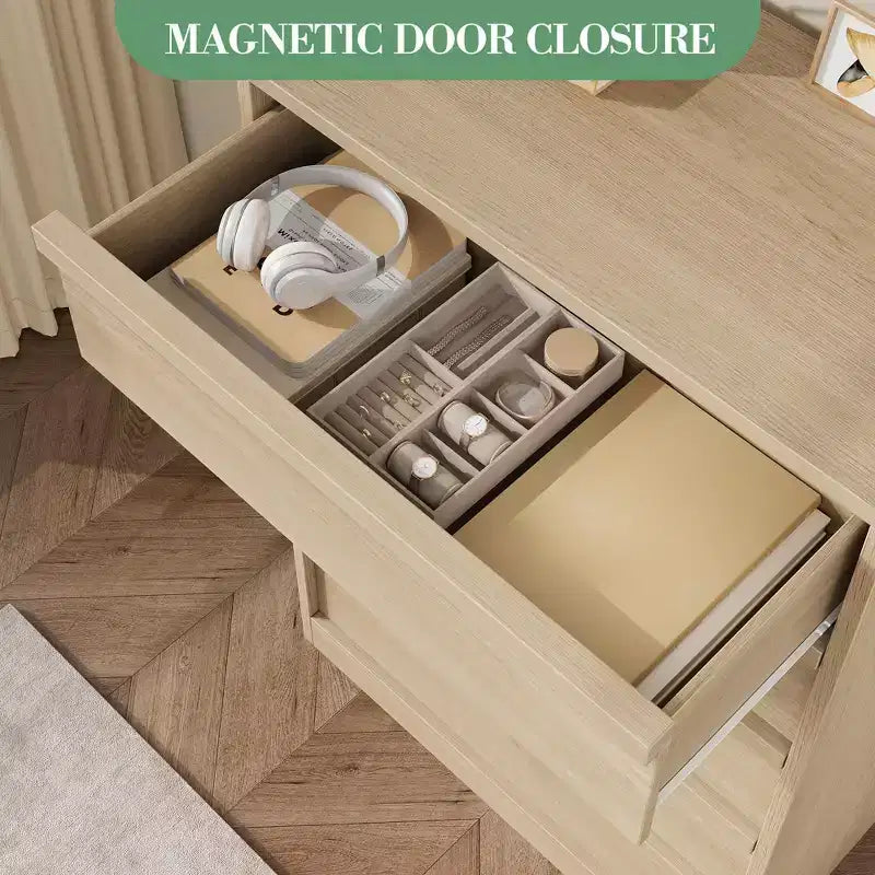 Commode double 6 tiroirs avec miroir, commode pour chambre à coucher