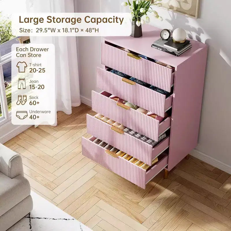 Commode moderne en bois avec poignées dorées, meuble de rangement haut pour un rangement efficace, organisateur de tiroirs pour chambre à coucher, salon