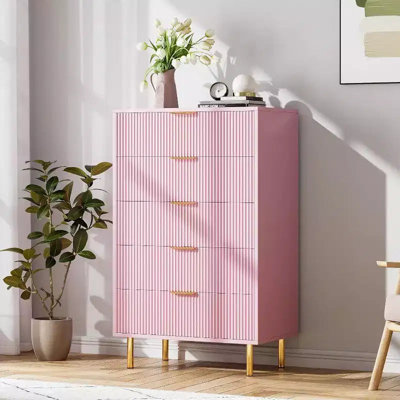 Commode moderne en bois avec poignées dorées, meuble de rangement haut pour un rangement efficace, organisateur de tiroirs pour chambre à coucher, salon