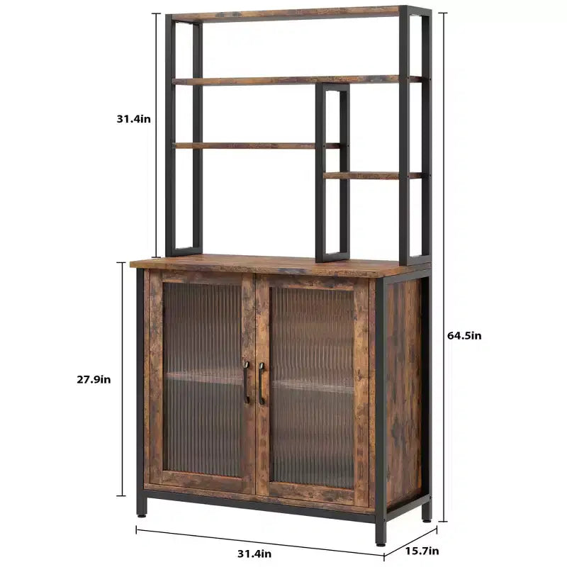 Sideboard Buffet Cabinet, 31.5in Small Farmhouse Kitchen Cupboard Coffee Bar Storage Cabinet with Adjustable Shelves for Living Room Entryway