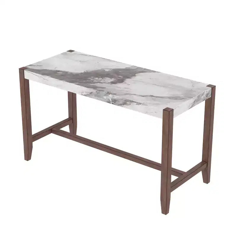 Table à manger moderne de 47,5 pouces avec finition en faux marbre, table de cuisine avec pieds renforcés, table pour cuisine, salon