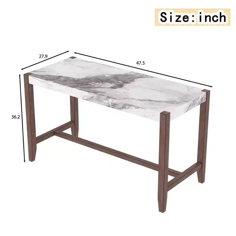 Table à manger moderne de 47,5 pouces avec finition en faux marbre, table de cuisine avec pieds renforcés, table pour cuisine, salon