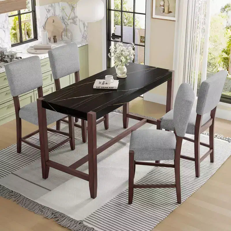 Table à manger moderne de 47,5 pouces avec finition en faux marbre, table de cuisine avec pieds renforcés, table pour cuisine, salon