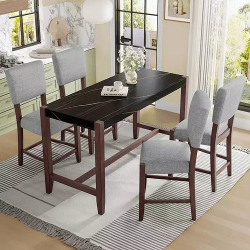 Table à manger moderne de 47,5 pouces avec finition en faux marbre, table de cuisine avec pieds renforcés, table pour cuisine, salon
