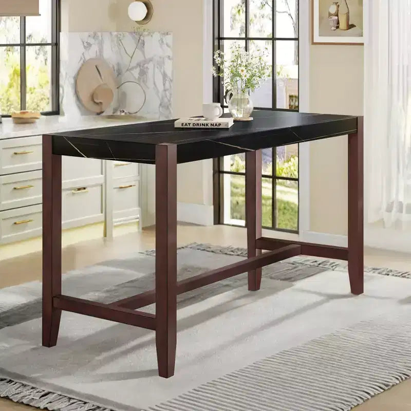 Table à manger moderne de 47,5 pouces avec finition en faux marbre, table de cuisine avec pieds renforcés, table pour cuisine, salon