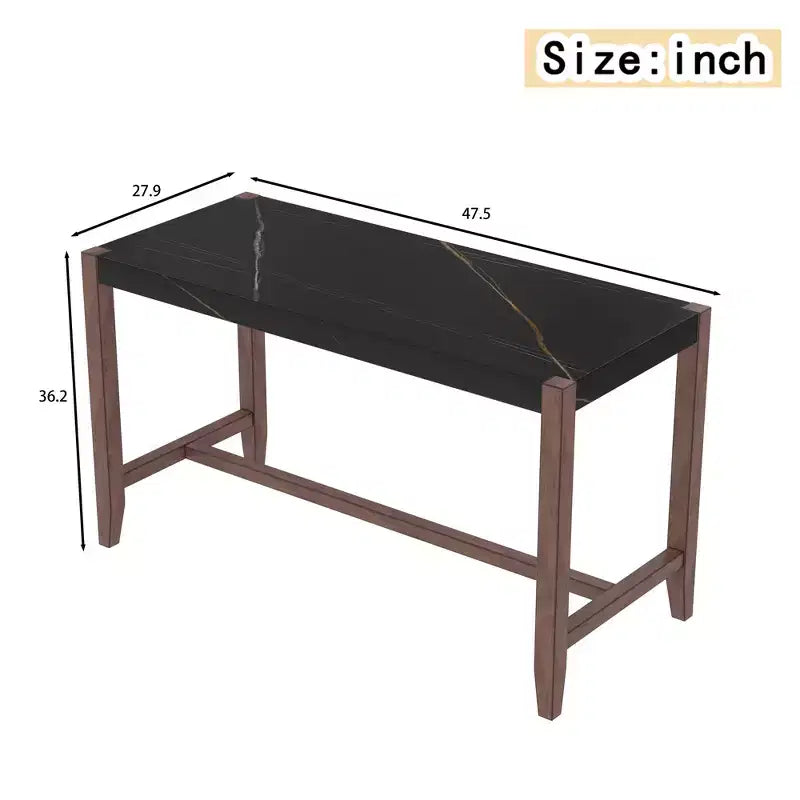 Table à manger moderne de 47,5 pouces avec finition en faux marbre, table de cuisine avec pieds renforcés, table pour cuisine, salon