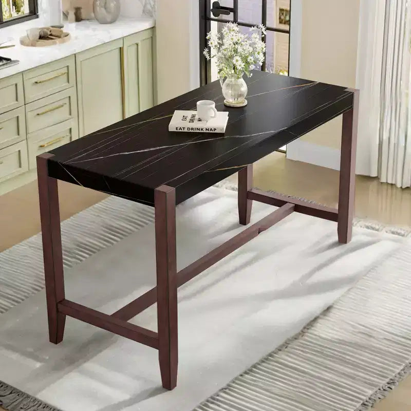 Table à manger moderne de 47,5 pouces avec finition en faux marbre, table de cuisine avec pieds renforcés, table pour cuisine, salon