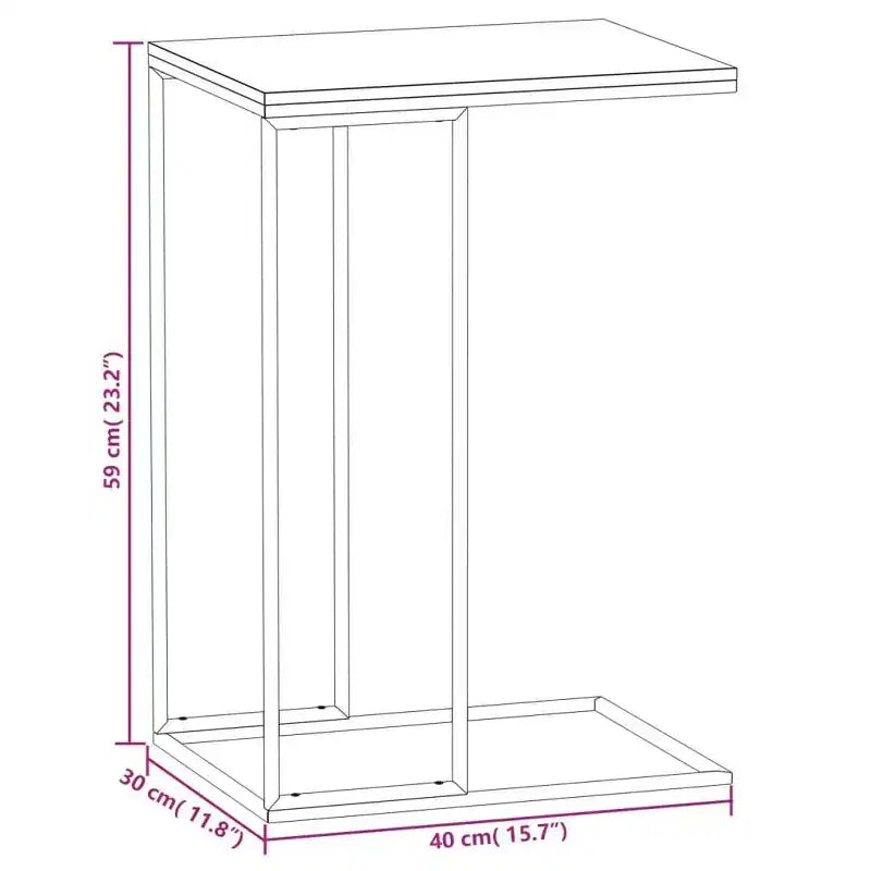 Table d'appoint Bois d'ingénierie, Fer Moyenne Roulable