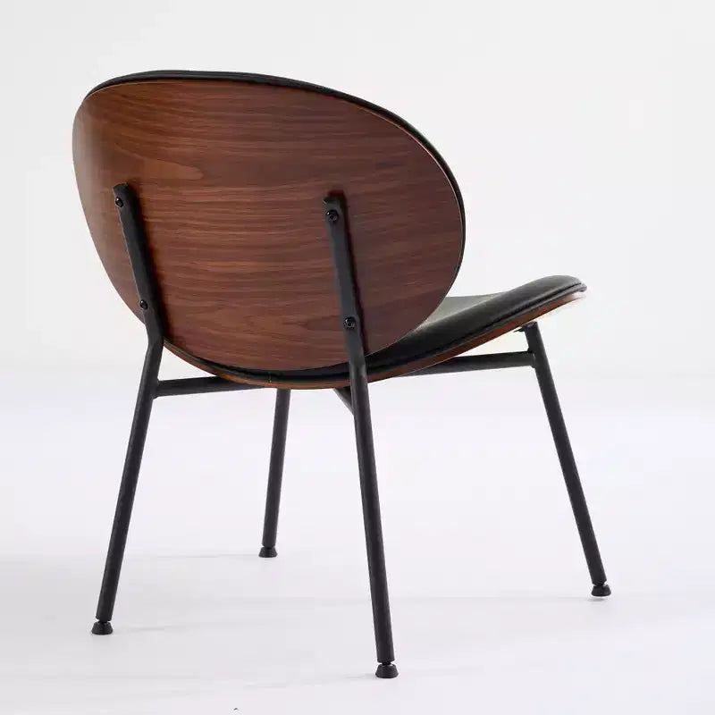 Sleek Shell Dining Chair, Soft Fabric with Metal Legs, Mid-Century Modern, Walnut Finish Back