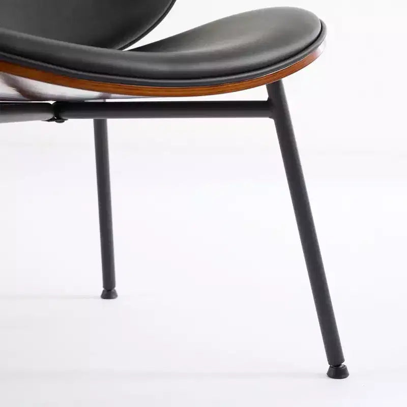 Sleek Shell Dining Chair, Soft Fabric with Metal Legs, Mid-Century Modern, Walnut Finish Back