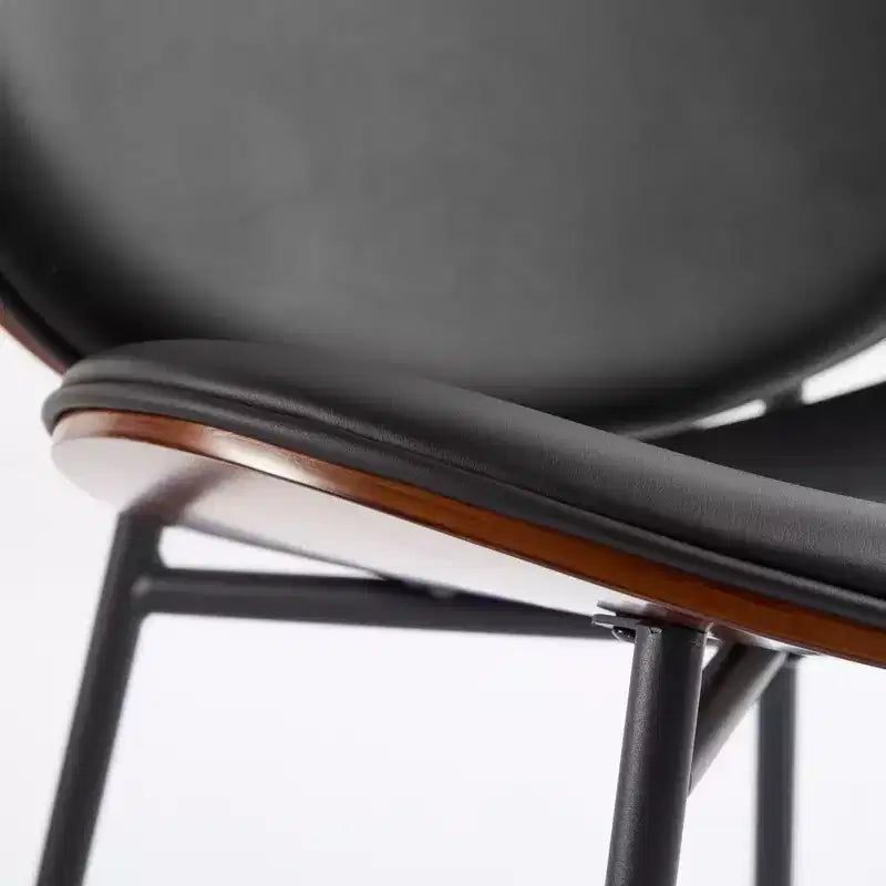 Sleek Shell Dining Chair, Soft Fabric with Metal Legs, Mid-Century Modern, Walnut Finish Back