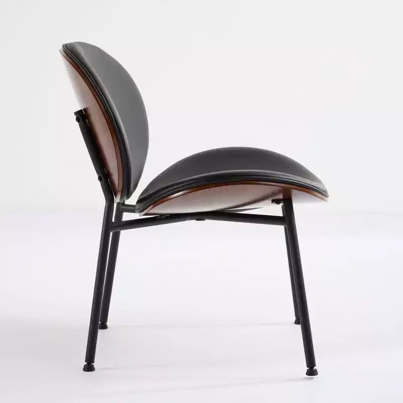 Sleek Shell Dining Chair, Soft Fabric with Metal Legs, Mid-Century Modern, Walnut Finish Back