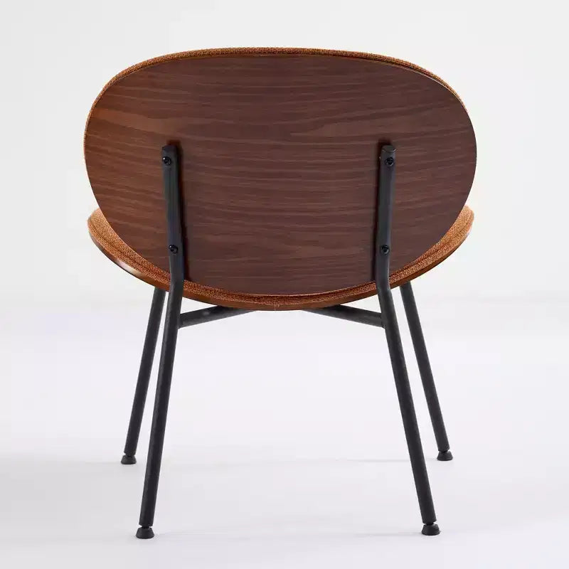 Sleek Shell Dining Chair, Soft Fabric with Metal Legs, Mid-Century Modern, Walnut Finish Back