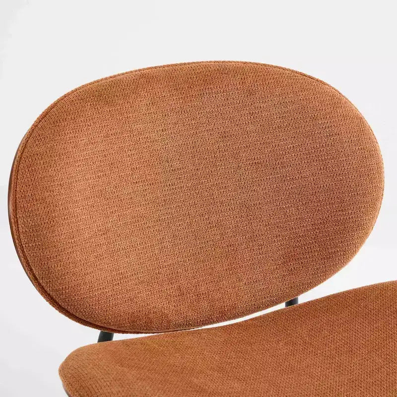 Sleek Shell Dining Chair, Soft Fabric with Metal Legs, Mid-Century Modern, Walnut Finish Back