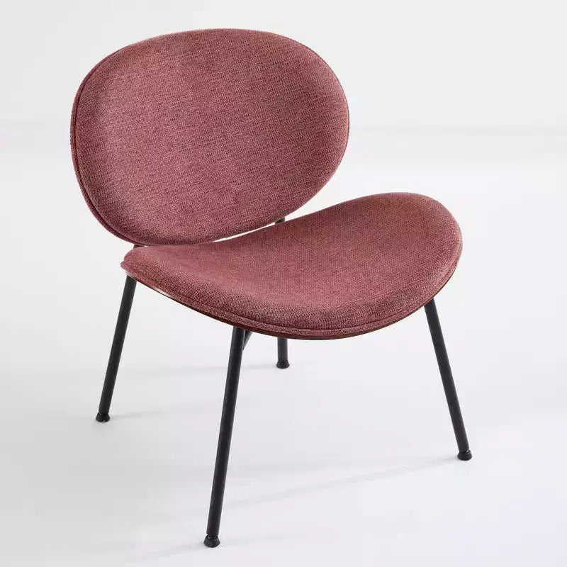 Sleek Shell Dining Chair, Soft Fabric with Metal Legs, Mid-Century Modern, Walnut Finish Back