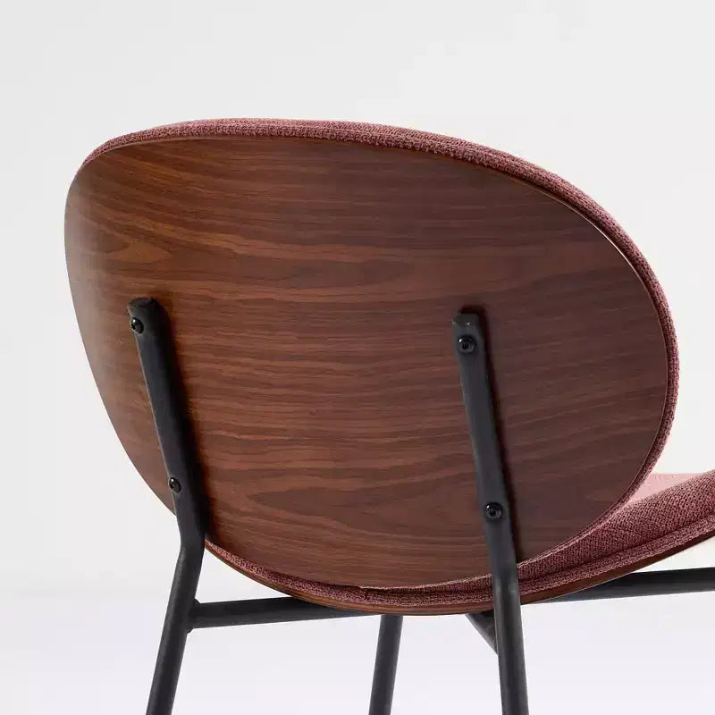 Sleek Shell Dining Chair, Soft Fabric with Metal Legs, Mid-Century Modern, Walnut Finish Back