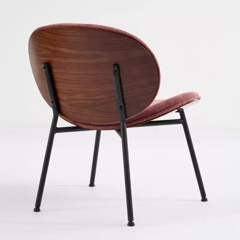 Sleek Shell Dining Chair, Soft Fabric with Metal Legs, Mid-Century Modern, Walnut Finish Back