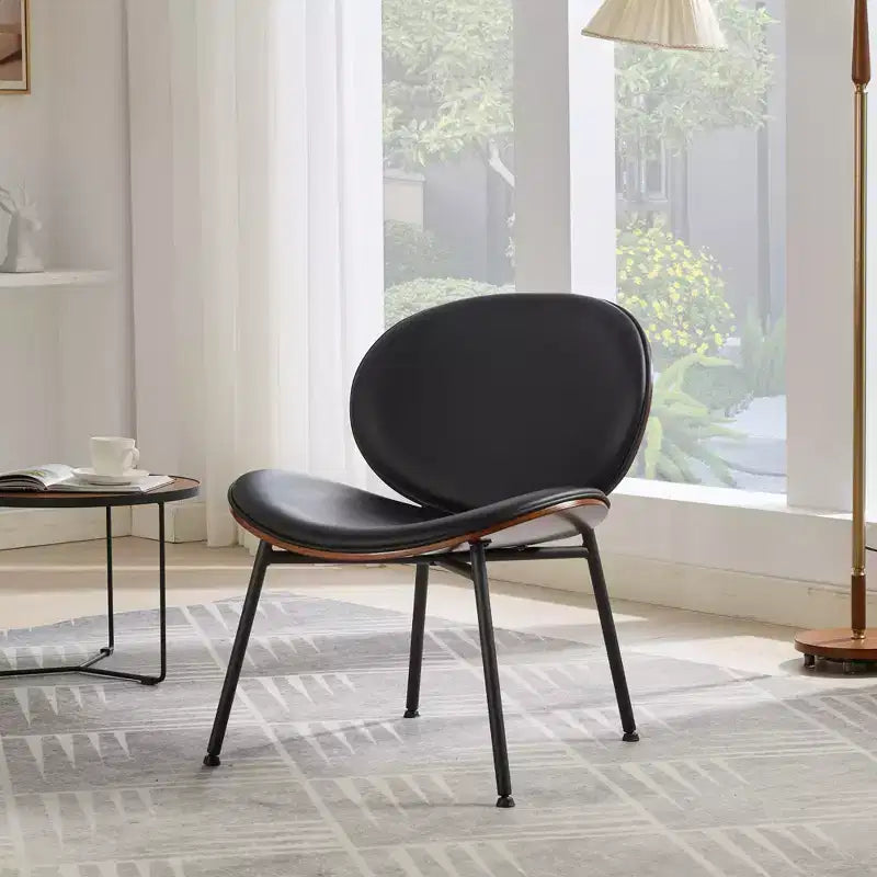 Chaise de salle à manger Sleek Shell, tissu doux avec pieds en métal, milieu du siècle moderne, dossier finition noyer