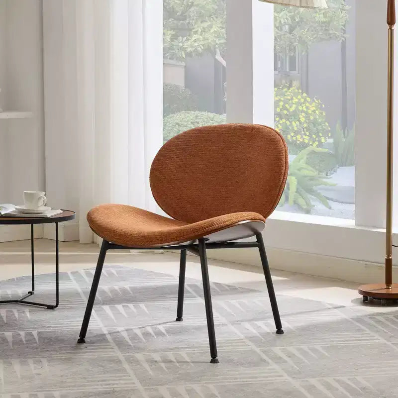 TUYOHW Sleek Shell Dining Chairs,Set of 1,Soft Fabric Side Chair with Sturdy Metal Legs,Mid-Century Modern Accent Chair in Walnut Finish Back