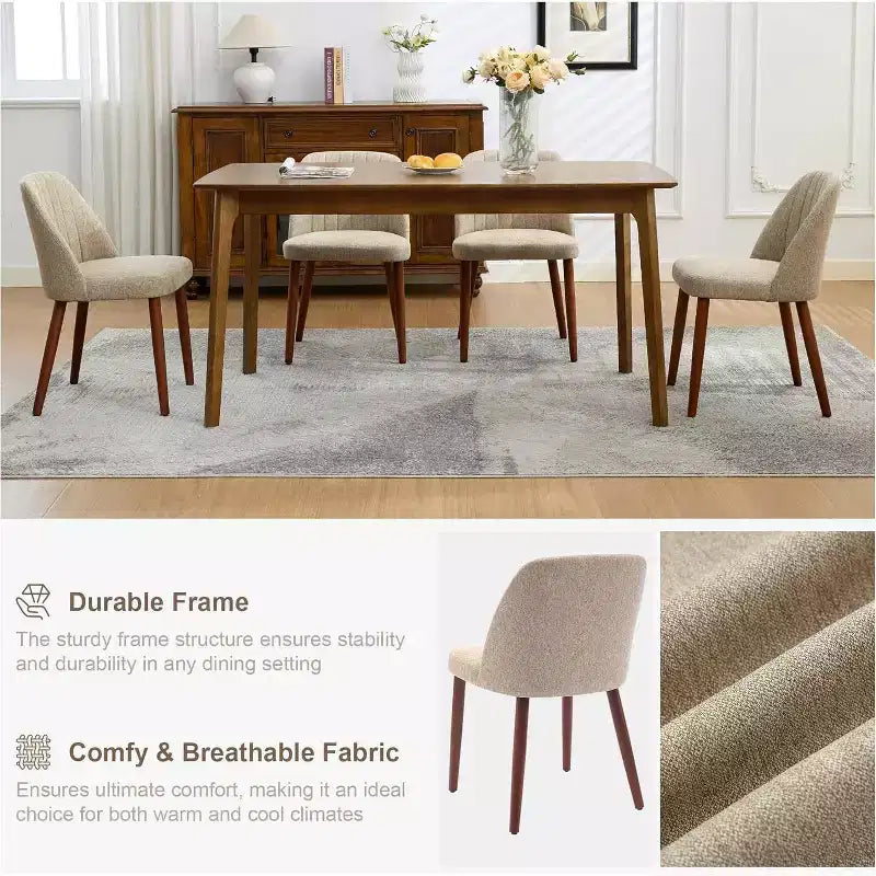 2 chaises de salle à manger modernes en bois, sans accoudoirs, avec assise rembourrée et pieds en bois robustes pour cuisine, salle à manger, restaurant
