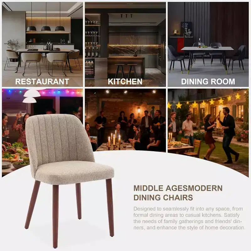 2 chaises de salle à manger modernes en bois, sans accoudoirs, avec assise rembourrée et pieds en bois robustes pour cuisine, salle à manger, restaurant