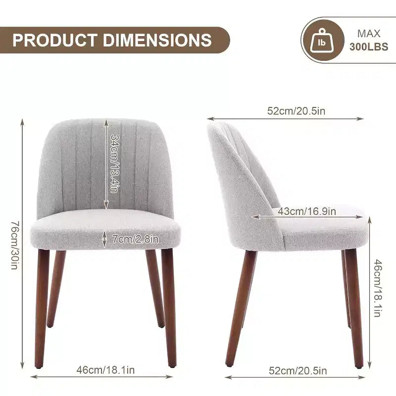 2 chaises de salle à manger modernes en bois, sans accoudoirs, avec assise rembourrée et pieds en bois robustes pour cuisine, salle à manger, restaurant