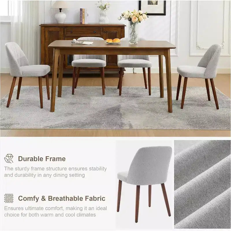 2 chaises de salle à manger modernes en bois, sans accoudoirs, avec assise rembourrée et pieds en bois robustes pour cuisine, salle à manger, restaurant