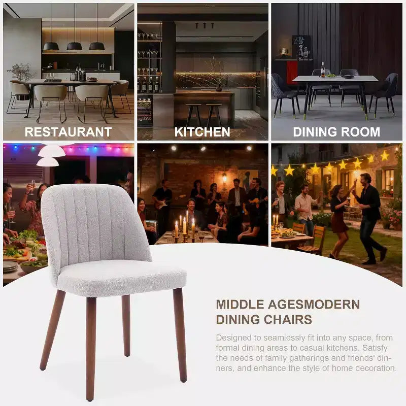 2 chaises de salle à manger modernes en bois, sans accoudoirs, avec assise rembourrée et pieds en bois robustes pour cuisine, salle à manger, restaurant