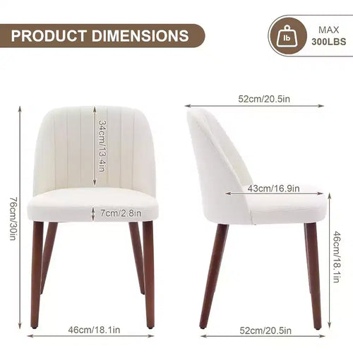 2 chaises de salle à manger modernes en bois, sans accoudoirs, avec assise rembourrée et pieds en bois robustes pour cuisine, salle à manger, restaurant