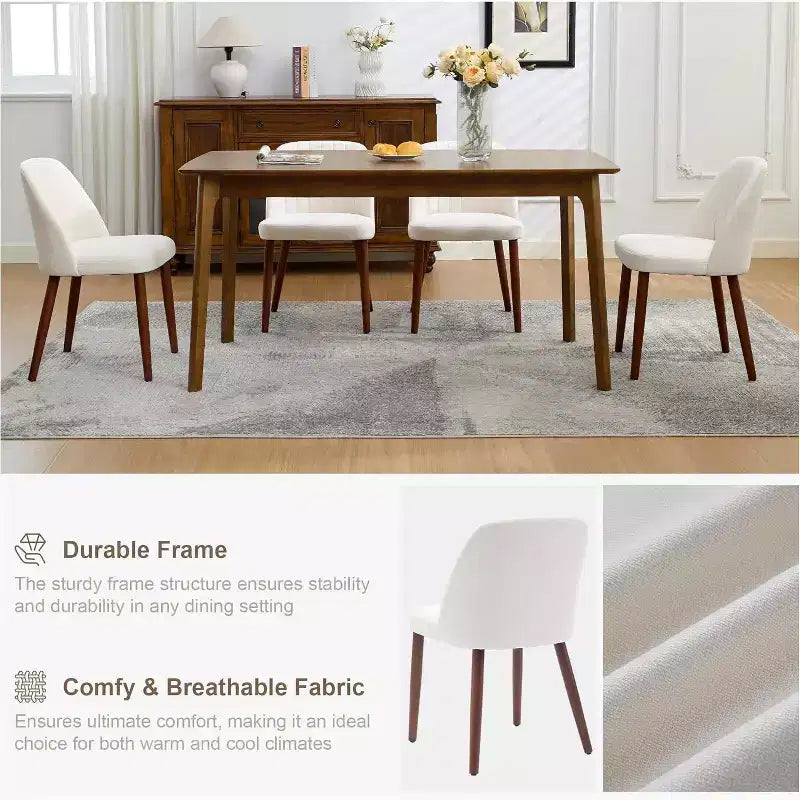 2 chaises de salle à manger modernes en bois, sans accoudoirs, avec assise rembourrée et pieds en bois robustes pour cuisine, salle à manger, restaurant