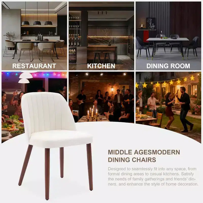 2 chaises de salle à manger modernes en bois, sans accoudoirs, avec assise rembourrée et pieds en bois robustes pour cuisine, salle à manger, restaurant