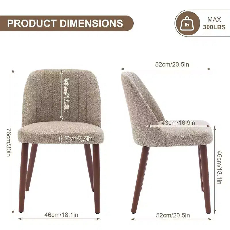 2 chaises de salle à manger modernes en bois, sans accoudoirs, avec assise rembourrée et pieds en bois robustes pour cuisine, salle à manger, restaurant
