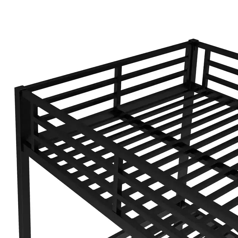 Lit superposé métallique double sur double pour adolescents et adultes, cadre robuste et silencieux, gain de place avec rangement sous le lit, noir et blanc