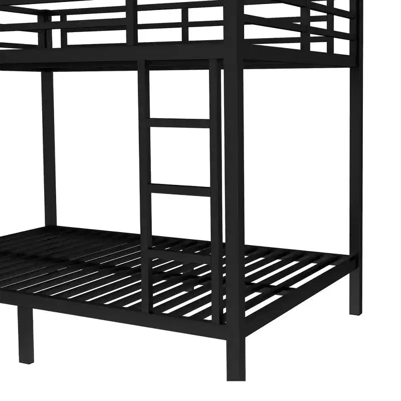 Lit superposé métallique double sur double pour adolescents et adultes, cadre robuste et silencieux, gain de place avec rangement sous le lit, noir et blanc