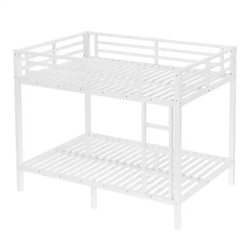 Lit superposé métallique double sur double pour adolescents et adultes, cadre robuste et silencieux, gain de place avec rangement sous le lit, noir et blanc