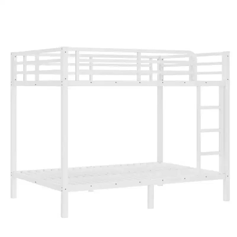 Lit superposé métallique double sur double pour adolescents et adultes, cadre robuste et silencieux, gain de place avec rangement sous le lit, noir et blanc