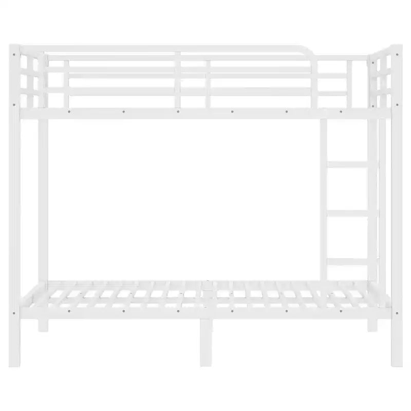 Lit superposé métallique double sur double pour adolescents et adultes, cadre robuste et silencieux, gain de place avec rangement sous le lit, noir et blanc