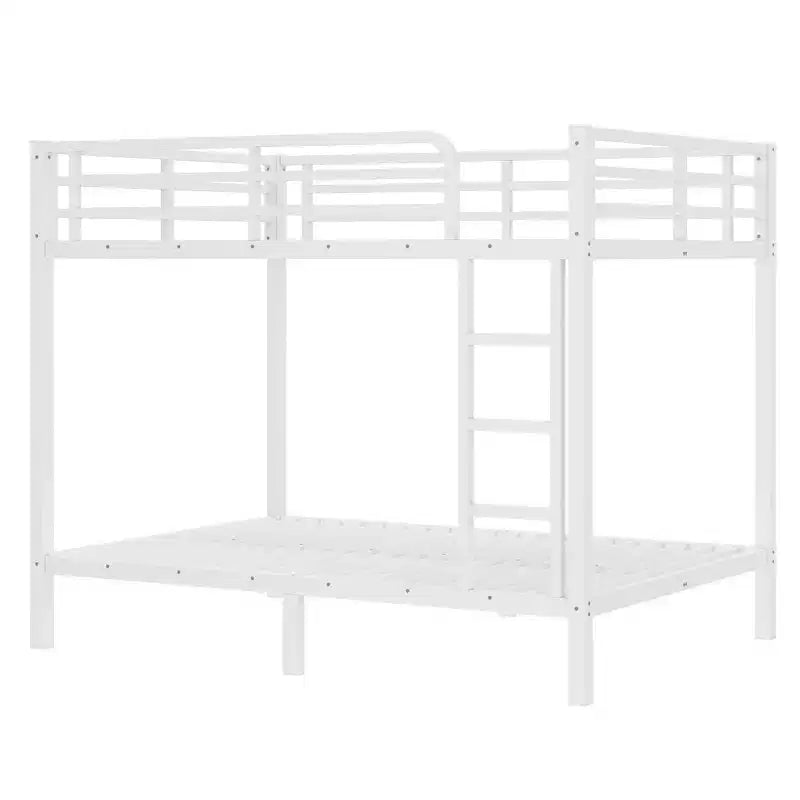 Lit superposé métallique double sur double pour adolescents et adultes, cadre robuste et silencieux, gain de place avec rangement sous le lit, noir et blanc