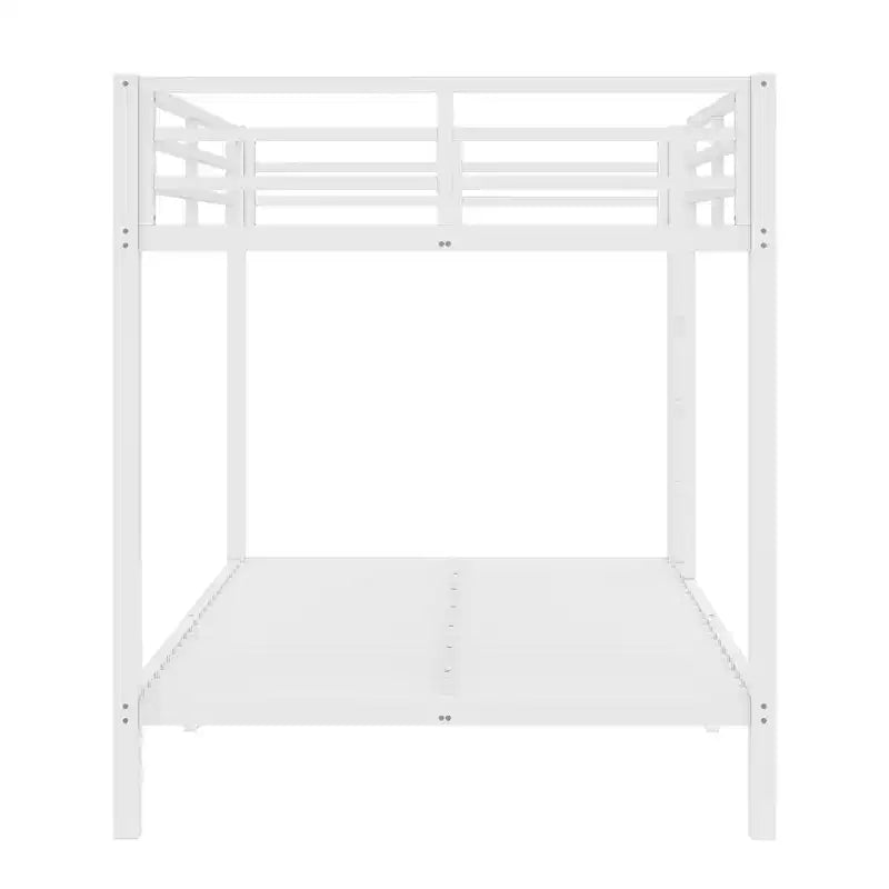 Lit superposé métallique double sur double pour adolescents et adultes, cadre robuste et silencieux, gain de place avec rangement sous le lit, noir et blanc