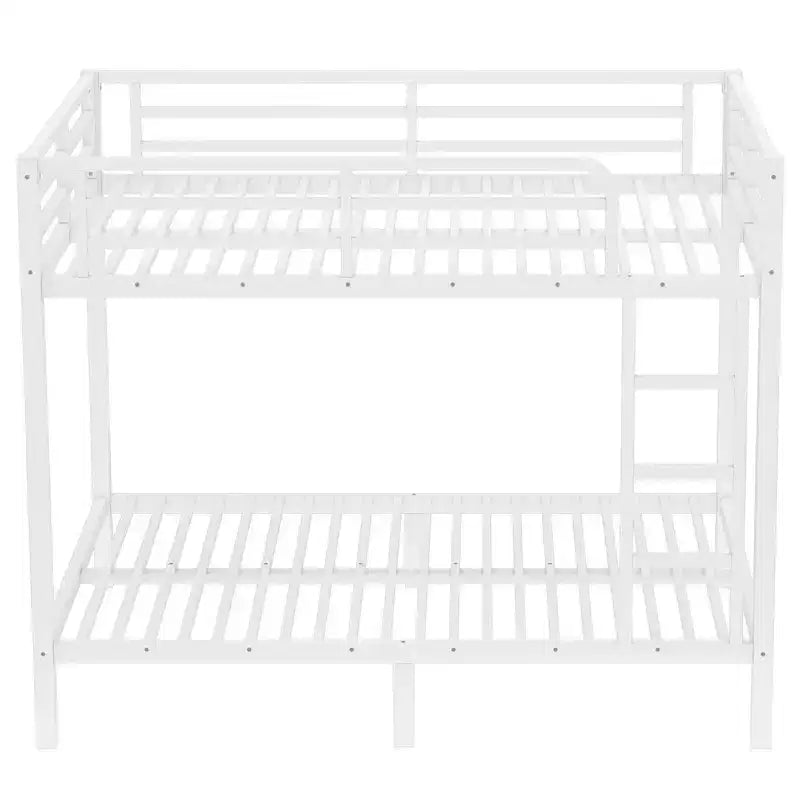Lit superposé métallique double sur double pour adolescents et adultes, cadre robuste et silencieux, gain de place avec rangement sous le lit, noir et blanc