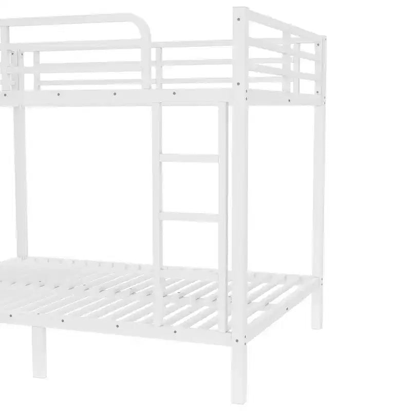 Lit superposé métallique double sur double pour adolescents et adultes, cadre robuste et silencieux, gain de place avec rangement sous le lit, noir et blanc