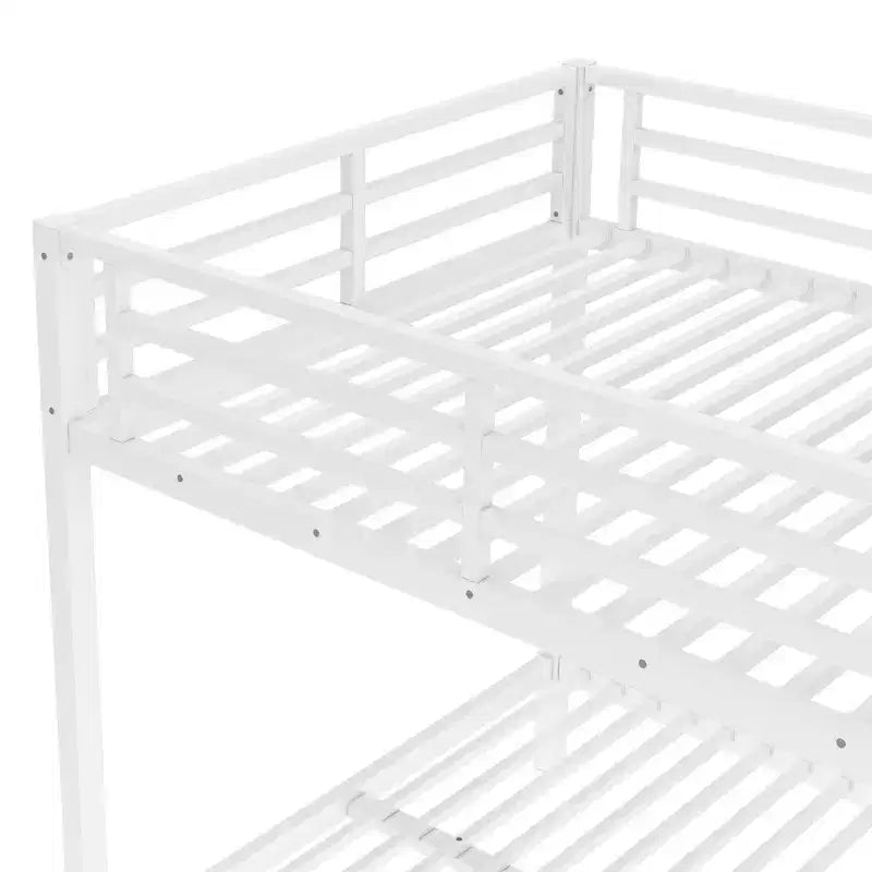 Lit superposé métallique double sur double pour adolescents et adultes, cadre robuste et silencieux, gain de place avec rangement sous le lit, noir et blanc
