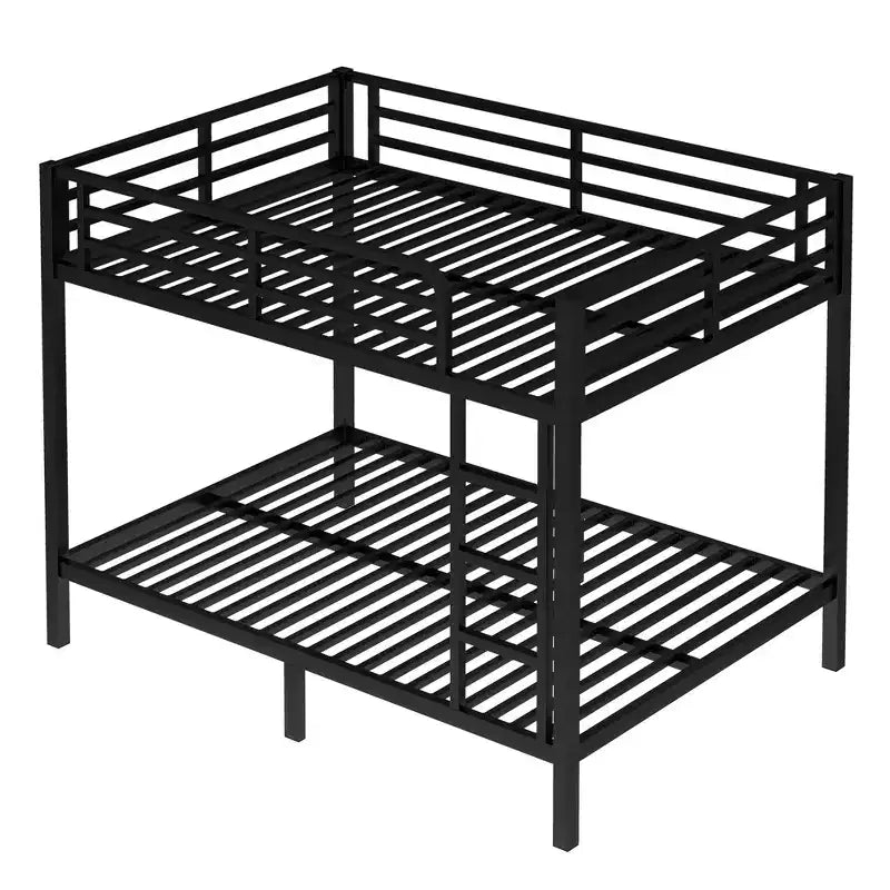Lit superposé métallique double sur double pour adolescents et adultes, cadre robuste et silencieux, gain de place avec rangement sous le lit, noir et blanc