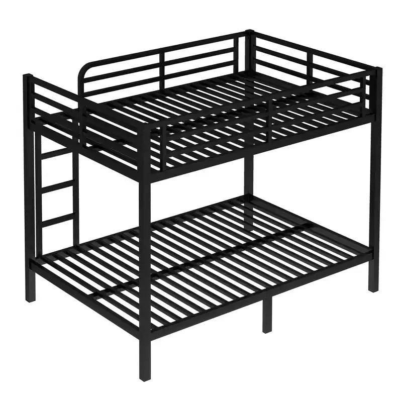 Lit superposé métallique double sur double pour adolescents et adultes, cadre robuste et silencieux, gain de place avec rangement sous le lit, noir et blanc