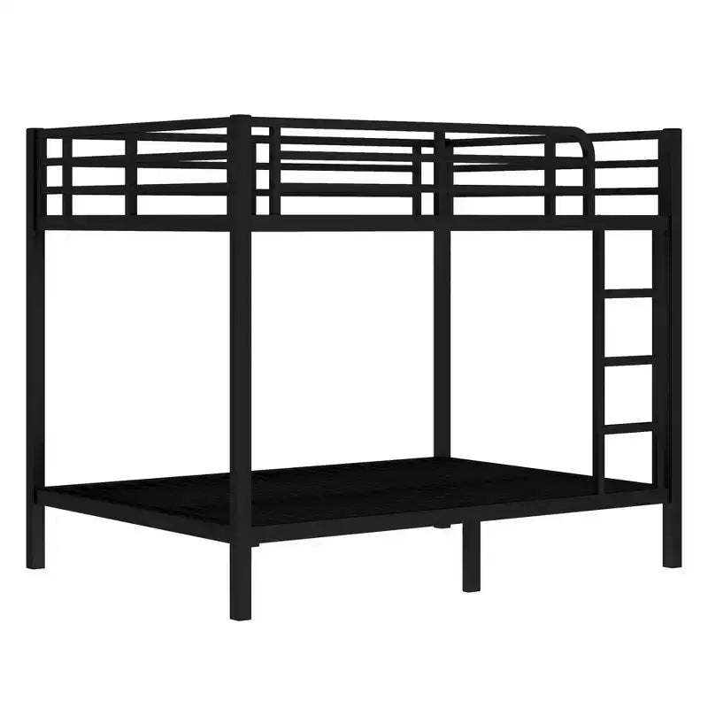 Lit superposé métallique double sur double pour adolescents et adultes, cadre robuste et silencieux, gain de place avec rangement sous le lit, noir et blanc
