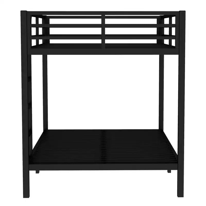 Lit superposé métallique double sur double pour adolescents et adultes, cadre robuste et silencieux, gain de place avec rangement sous le lit, noir et blanc