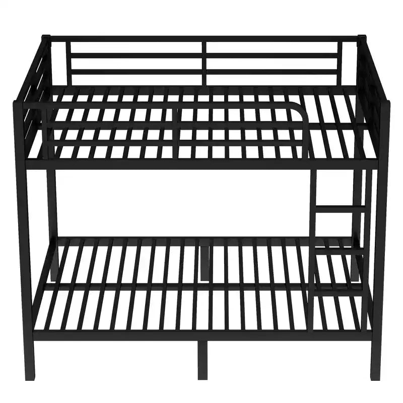 Lit superposé métallique double sur double pour adolescents et adultes, cadre robuste et silencieux, gain de place avec rangement sous le lit, noir et blanc