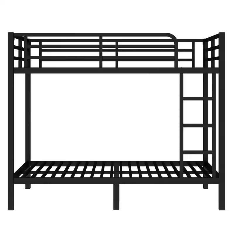 Lit superposé métallique double sur double pour adolescents et adultes, cadre robuste et silencieux, gain de place avec rangement sous le lit, noir et blanc