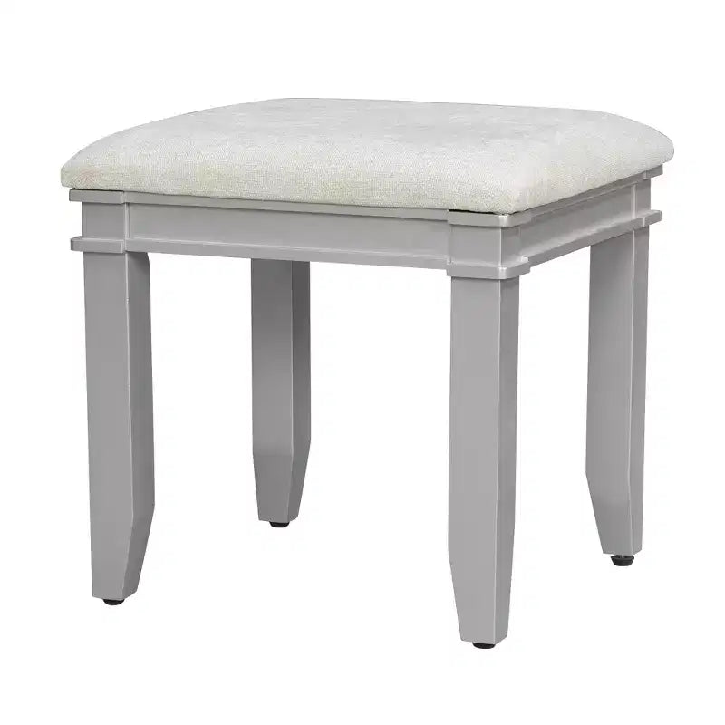 44.37 Makeup Vanity Desk, Large Dressing Vanity Table with Tri-Fold Mirror, 5 Drawers, Shelves and 2 Cabinets
